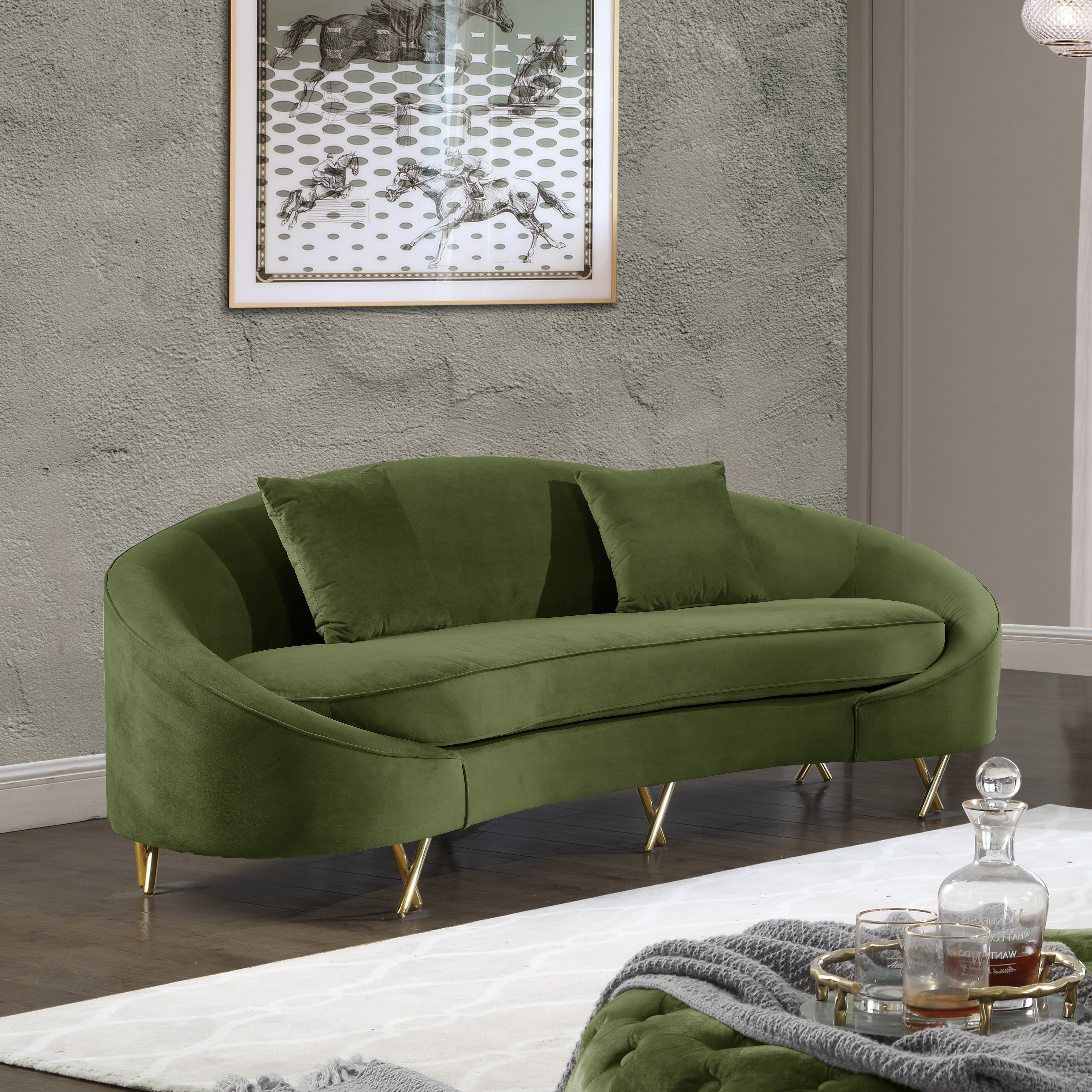 Serpentine Velvet Sofa
