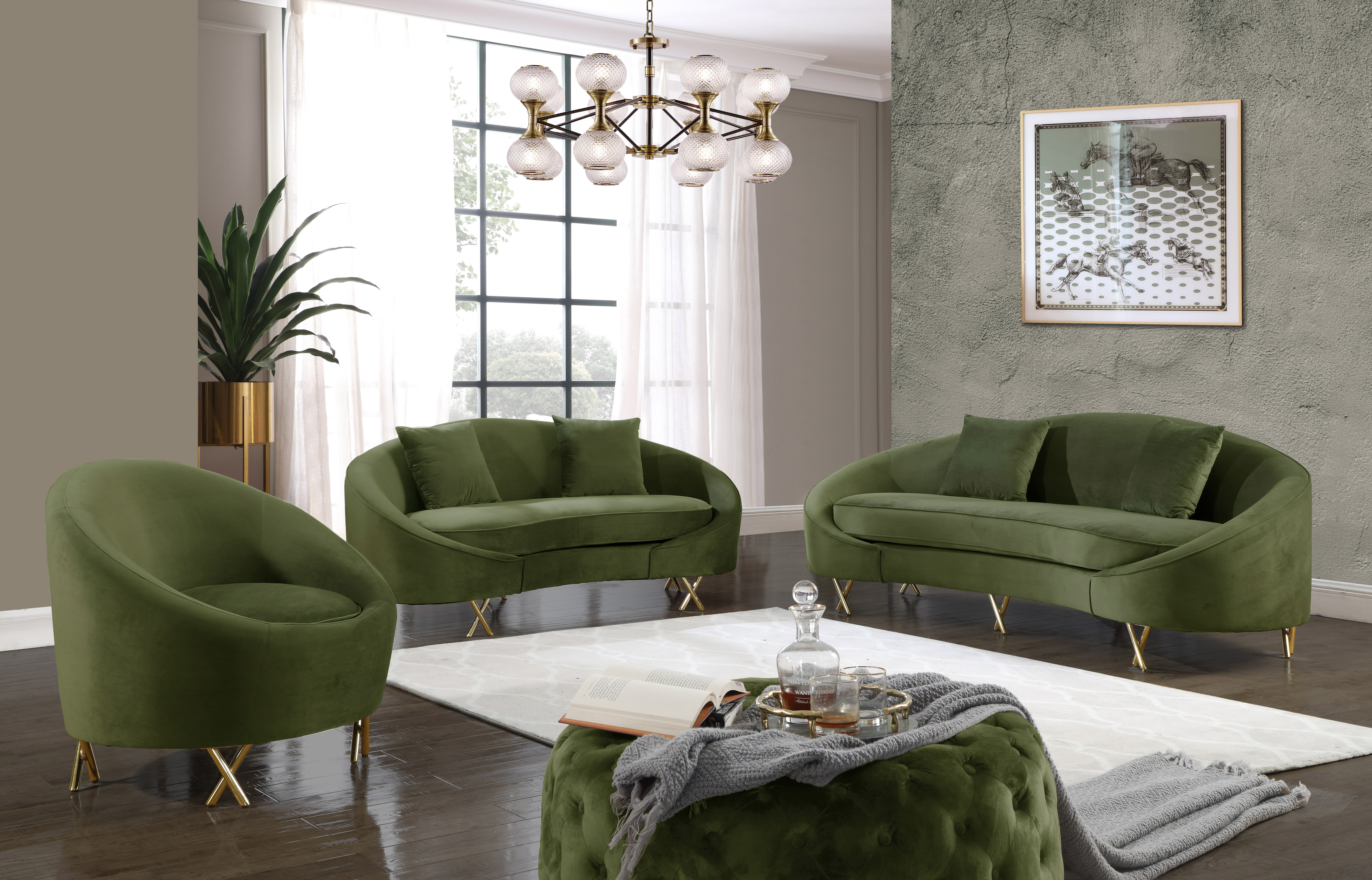Serpentine Velvet Sofa