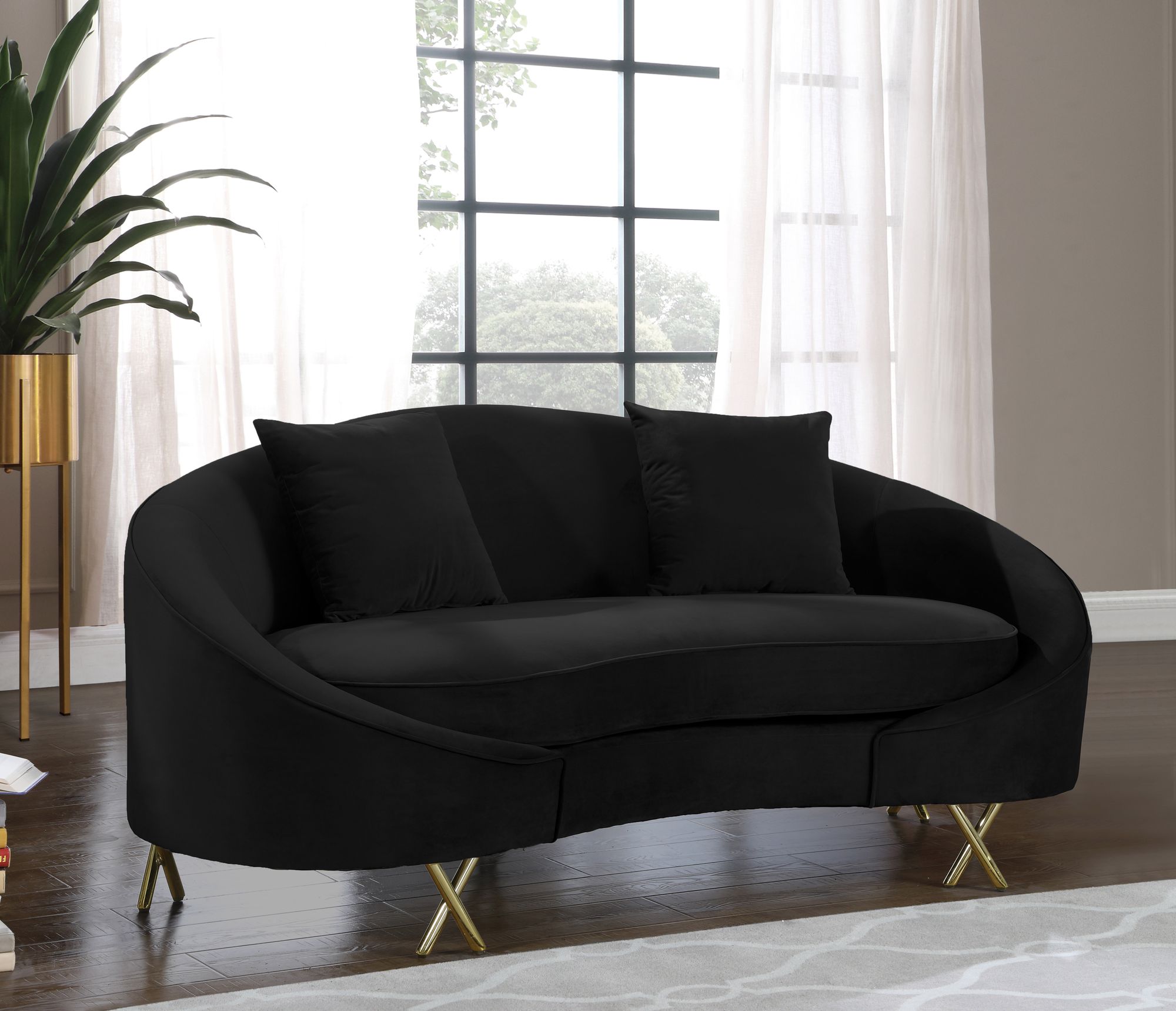 Serpentine Velvet Loveseat