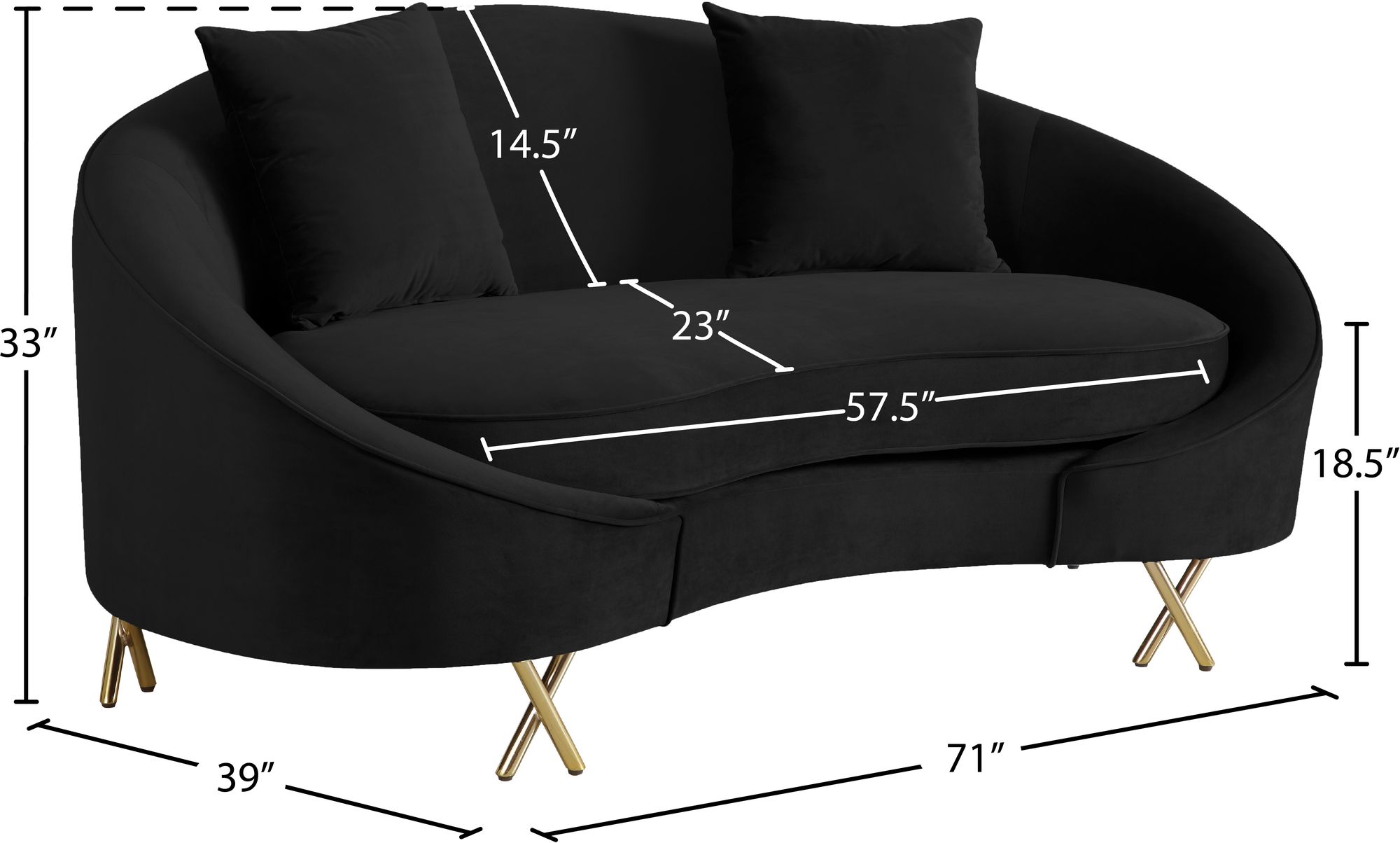 Serpentine Velvet Loveseat