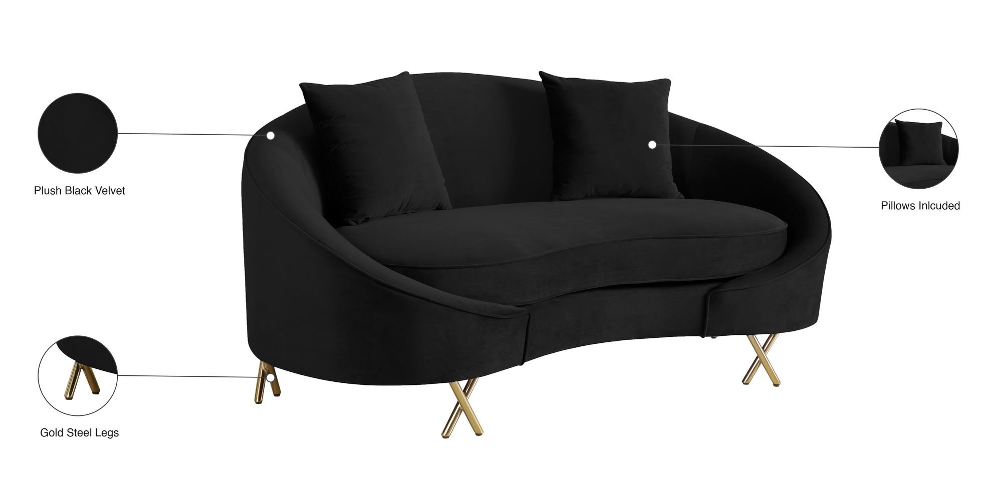 Serpentine Velvet Loveseat