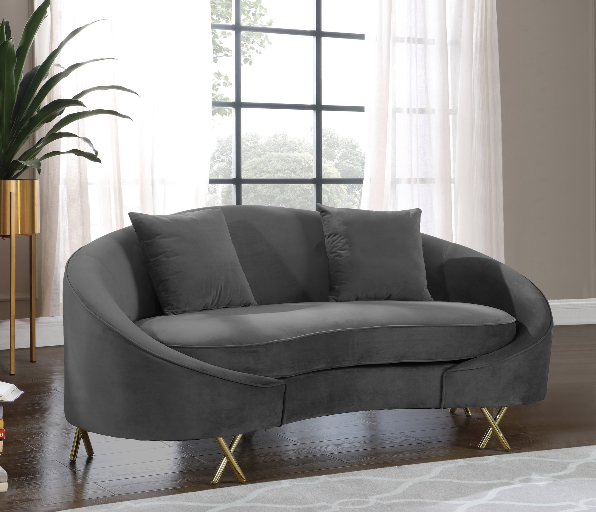 Serpentine Velvet Loveseat
