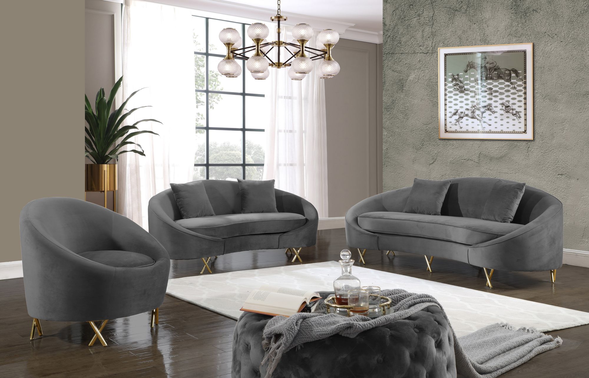Serpentine Velvet Loveseat