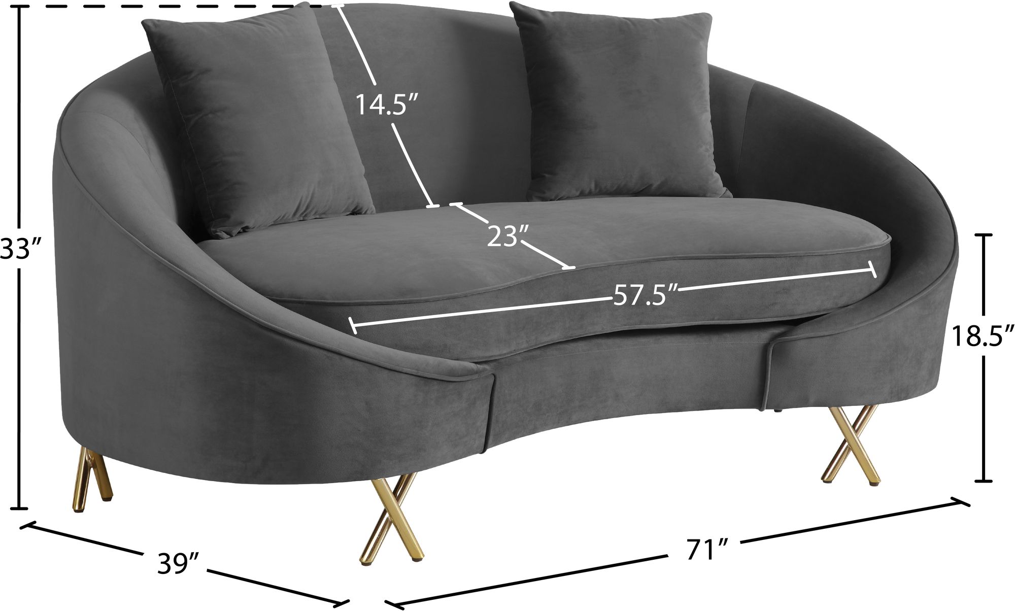 Serpentine Velvet Loveseat