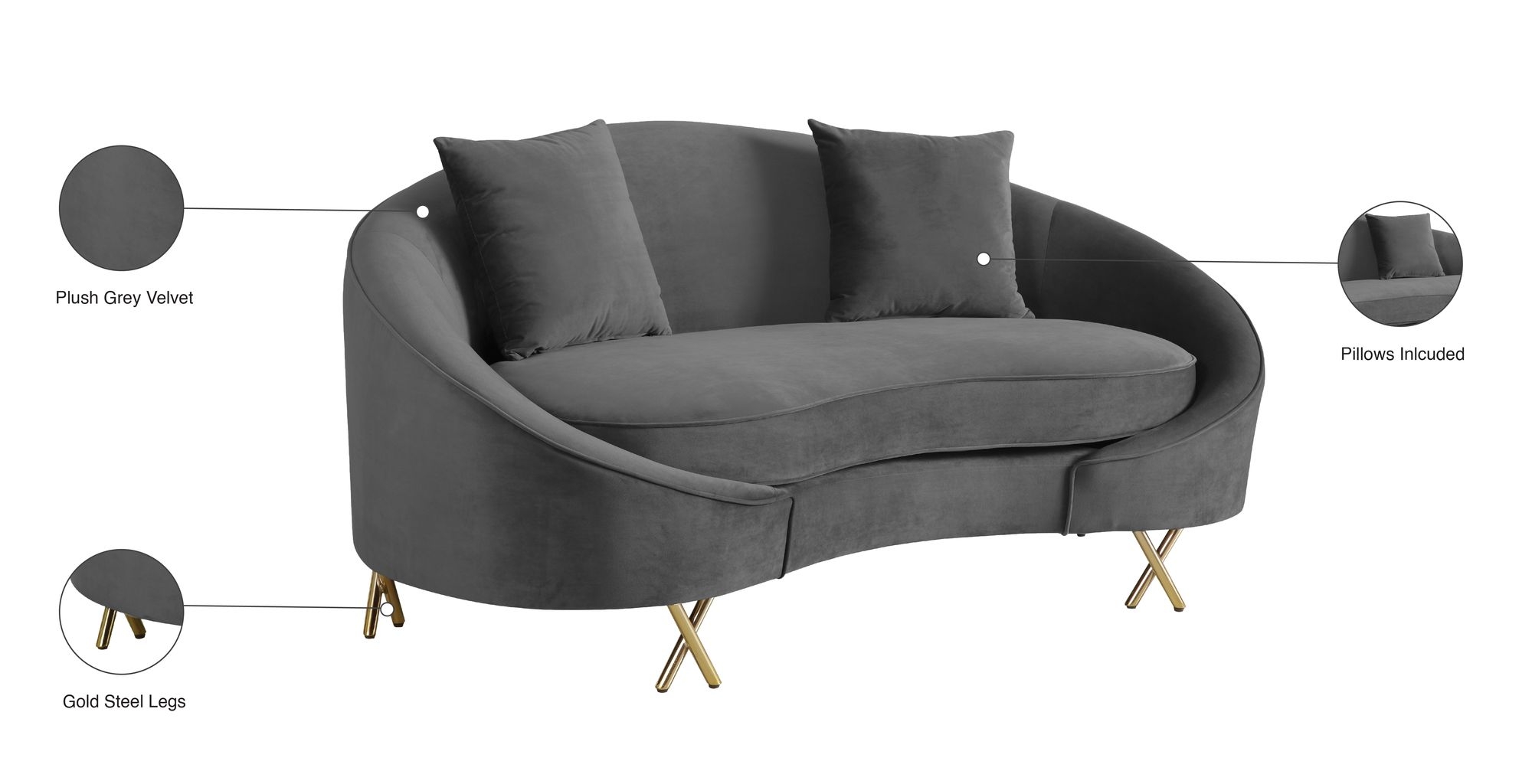 Serpentine Velvet Loveseat