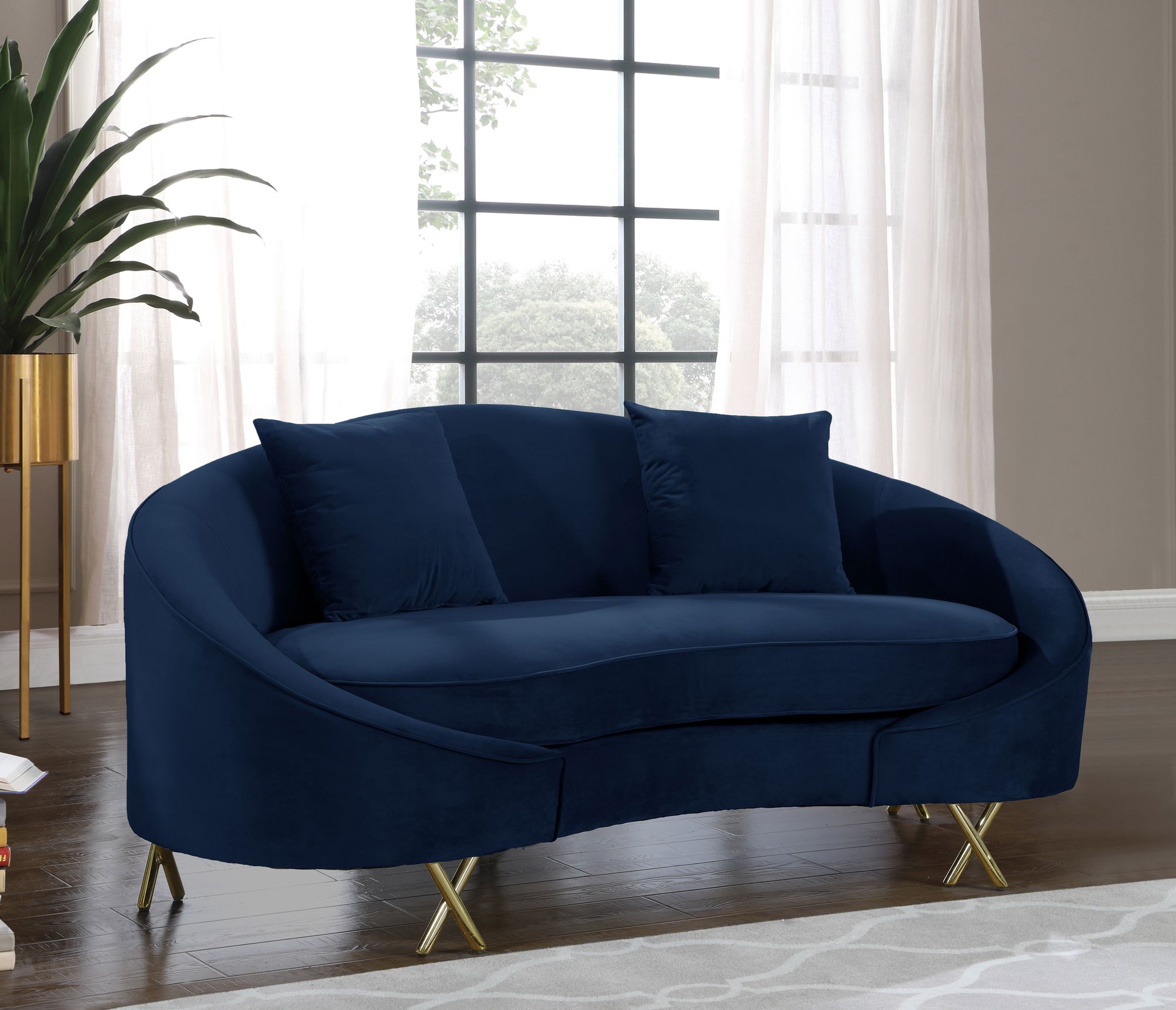 Serpentine Velvet Loveseat