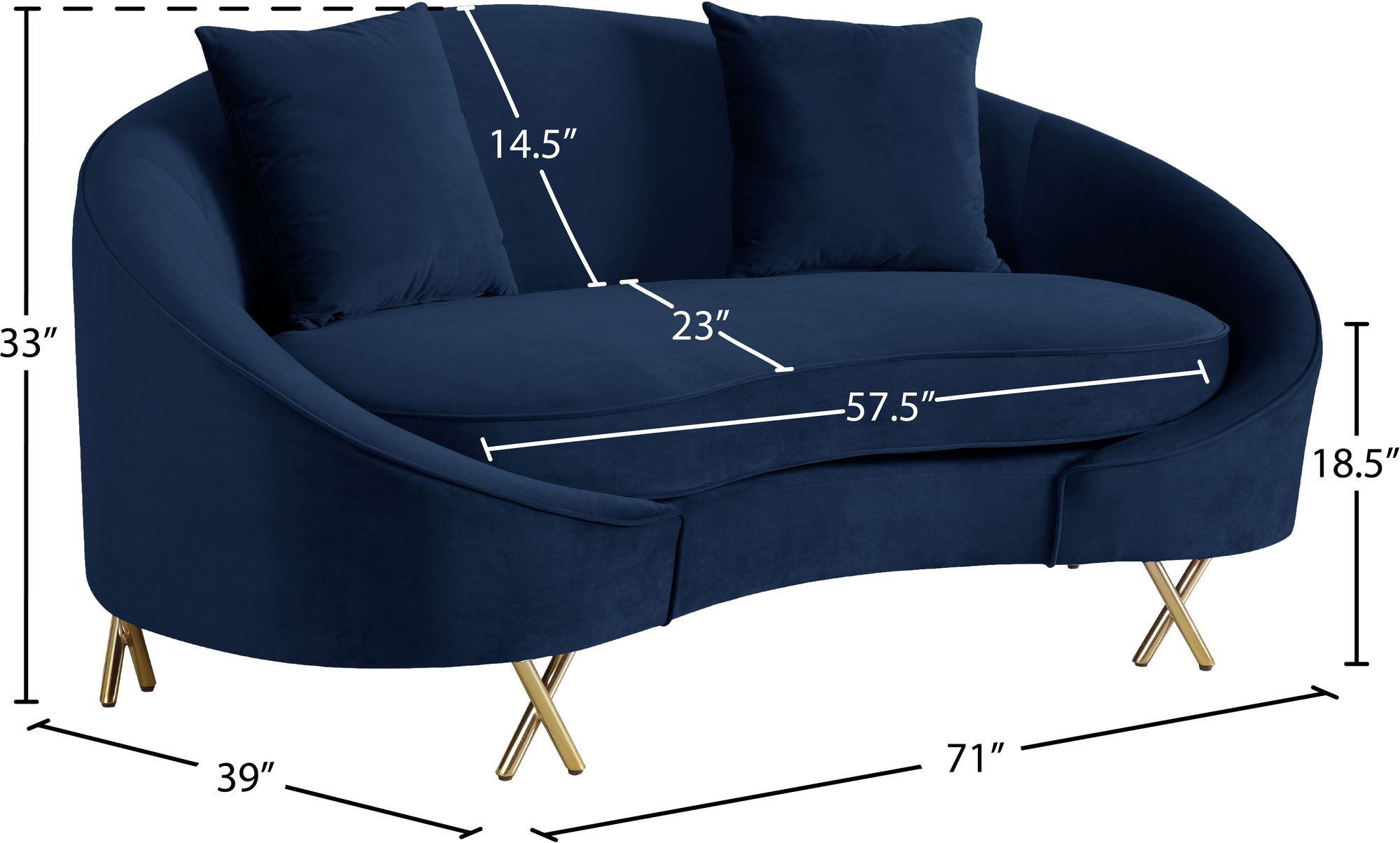 Serpentine Velvet Loveseat