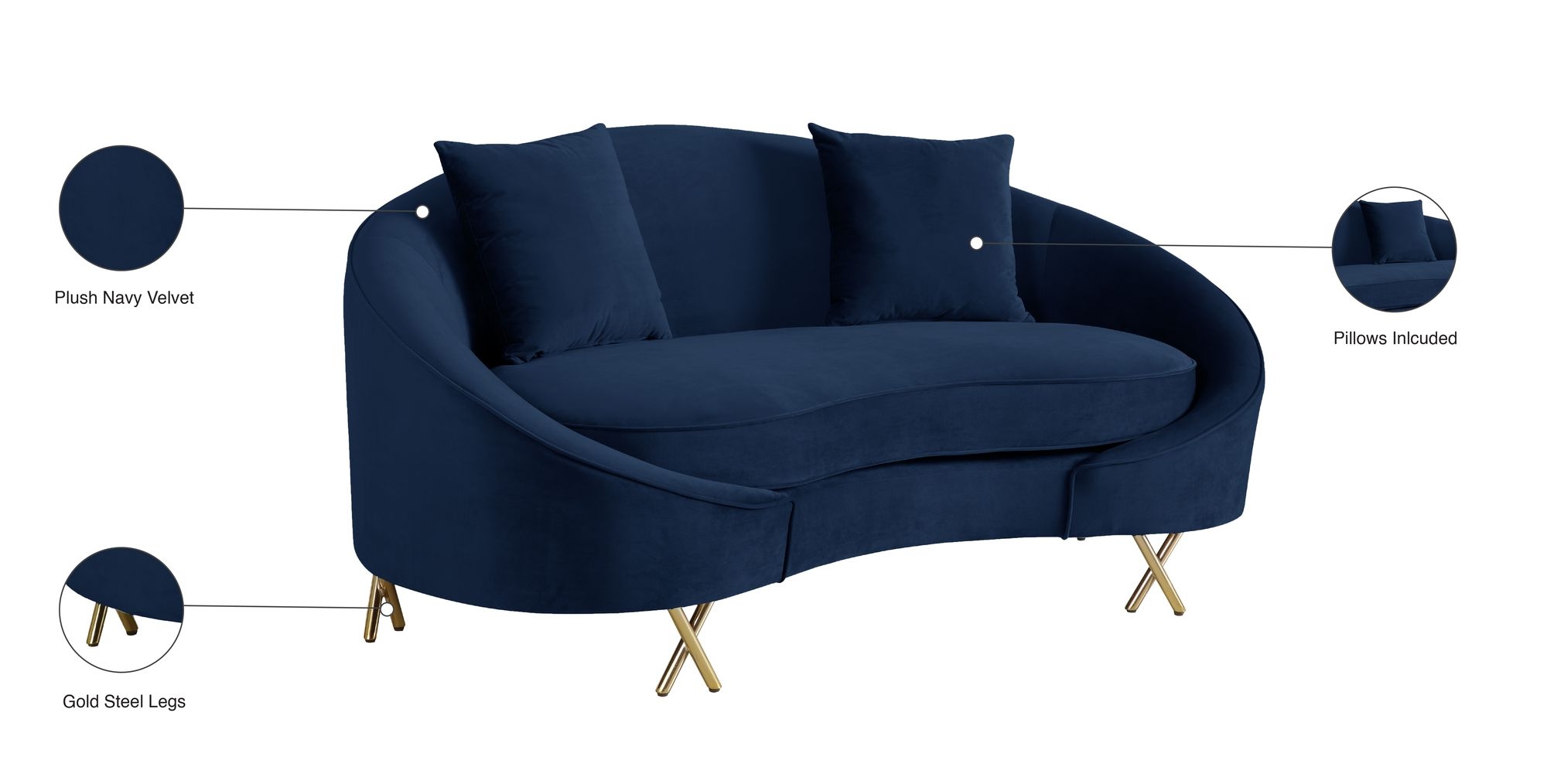 Serpentine Velvet Loveseat
