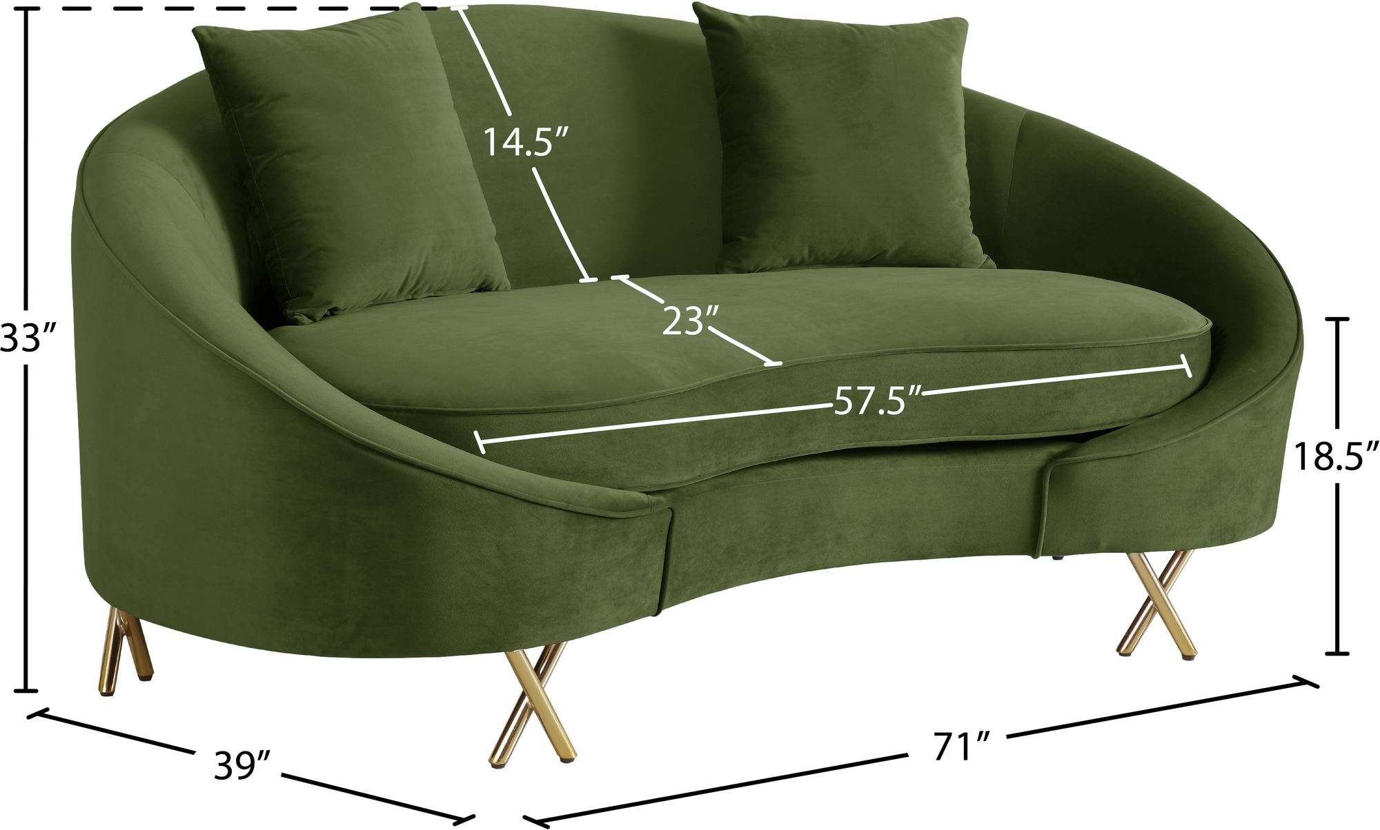 Serpentine Velvet Loveseat