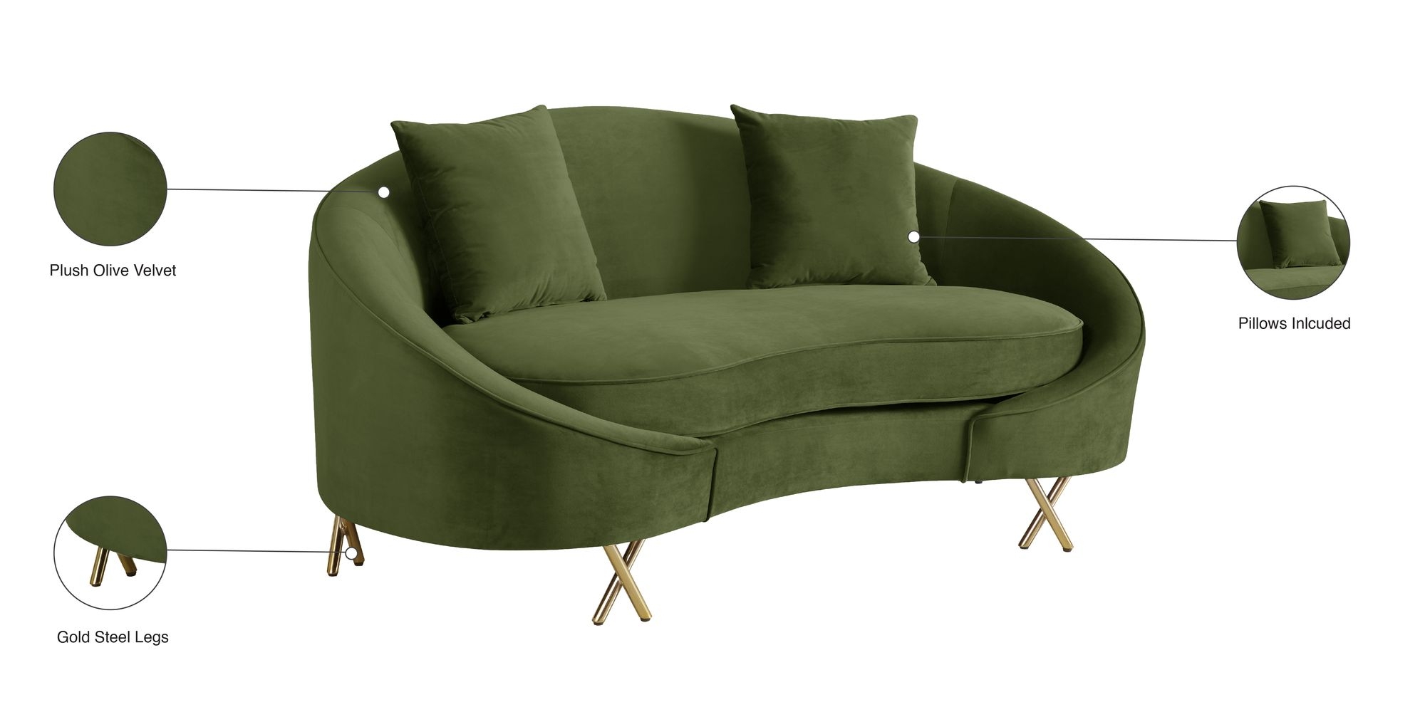 Serpentine Velvet Loveseat
