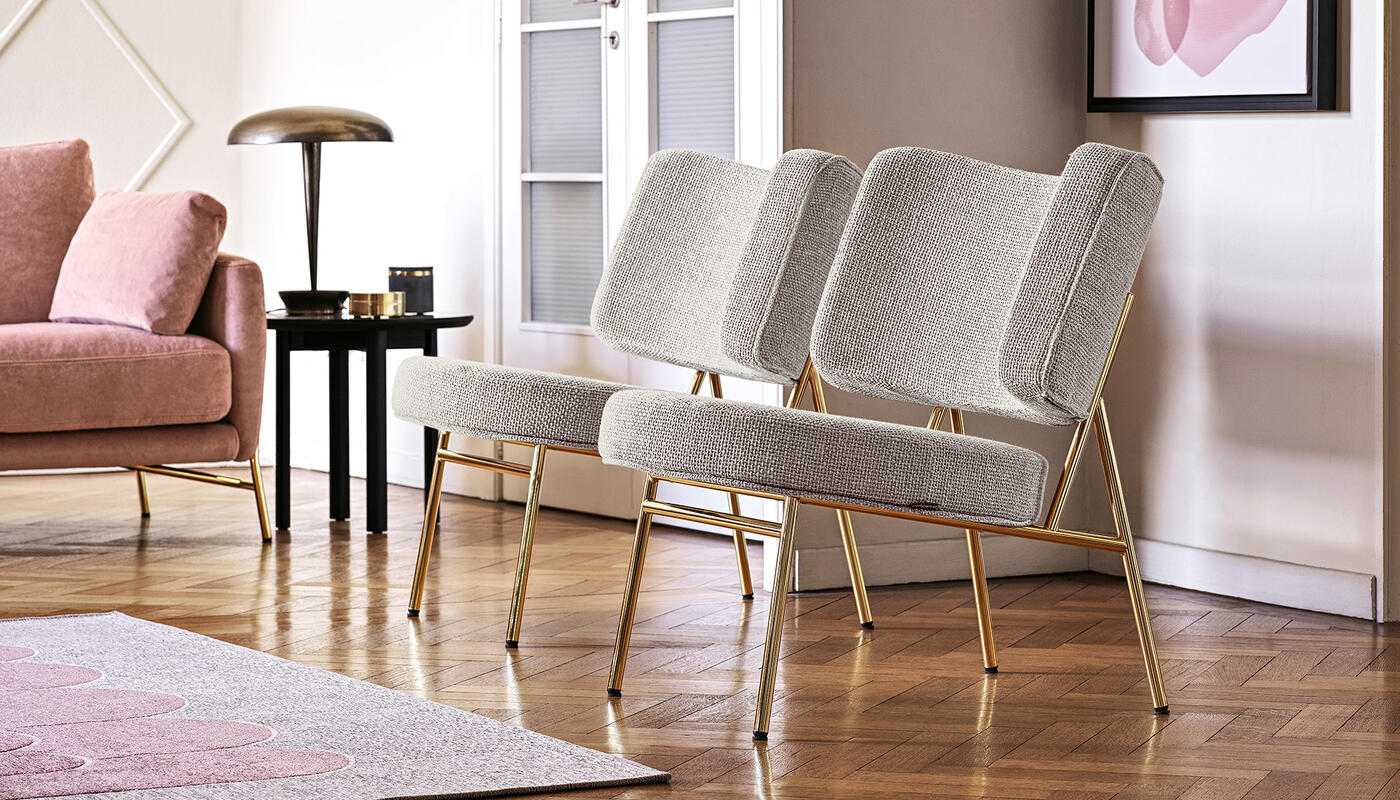 Coco Fabric/Metal Customizable Upholstered Lounge Chair