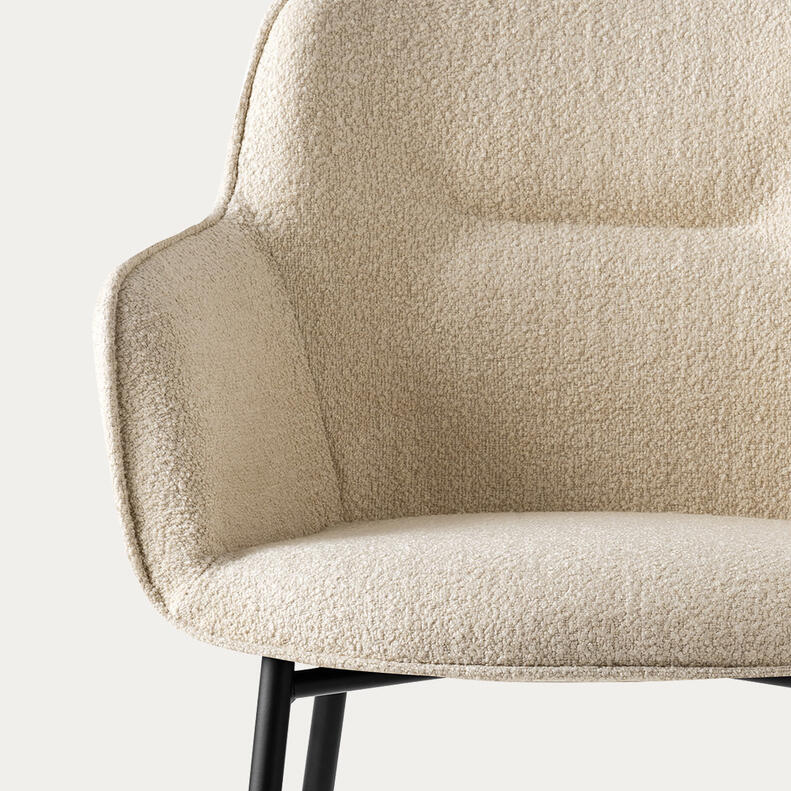 Cocoon Fabric/Metal Customizable Upholstered Dining Armchair