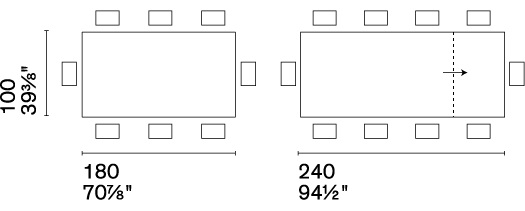 Dogma W70.9"-94.5" Rectangular Ceramic/Wood Veneer//Wood Extendable Dining Table