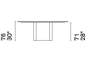 Yoroi W78.7-inch Ceramic/Metal/Wood Customizable Elliptical Dining Table