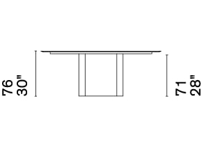 Yoroi W78.7-inch Ceramic/Metal/Wood Customizable Rectangular Dining Table