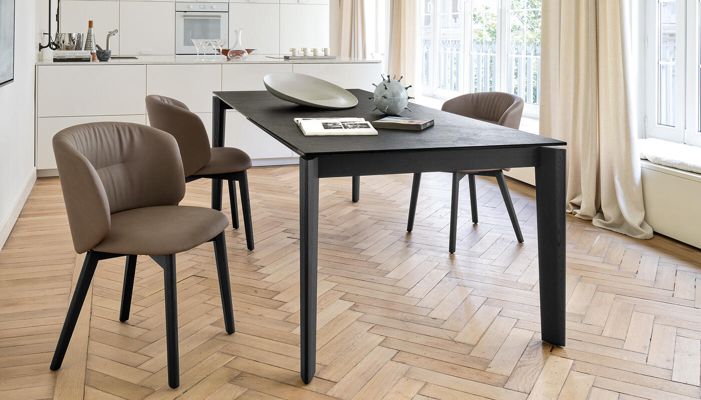 Dogma W70.9"-94.5" Rectangular Wood Veneer//Wood Extendable Dining Table