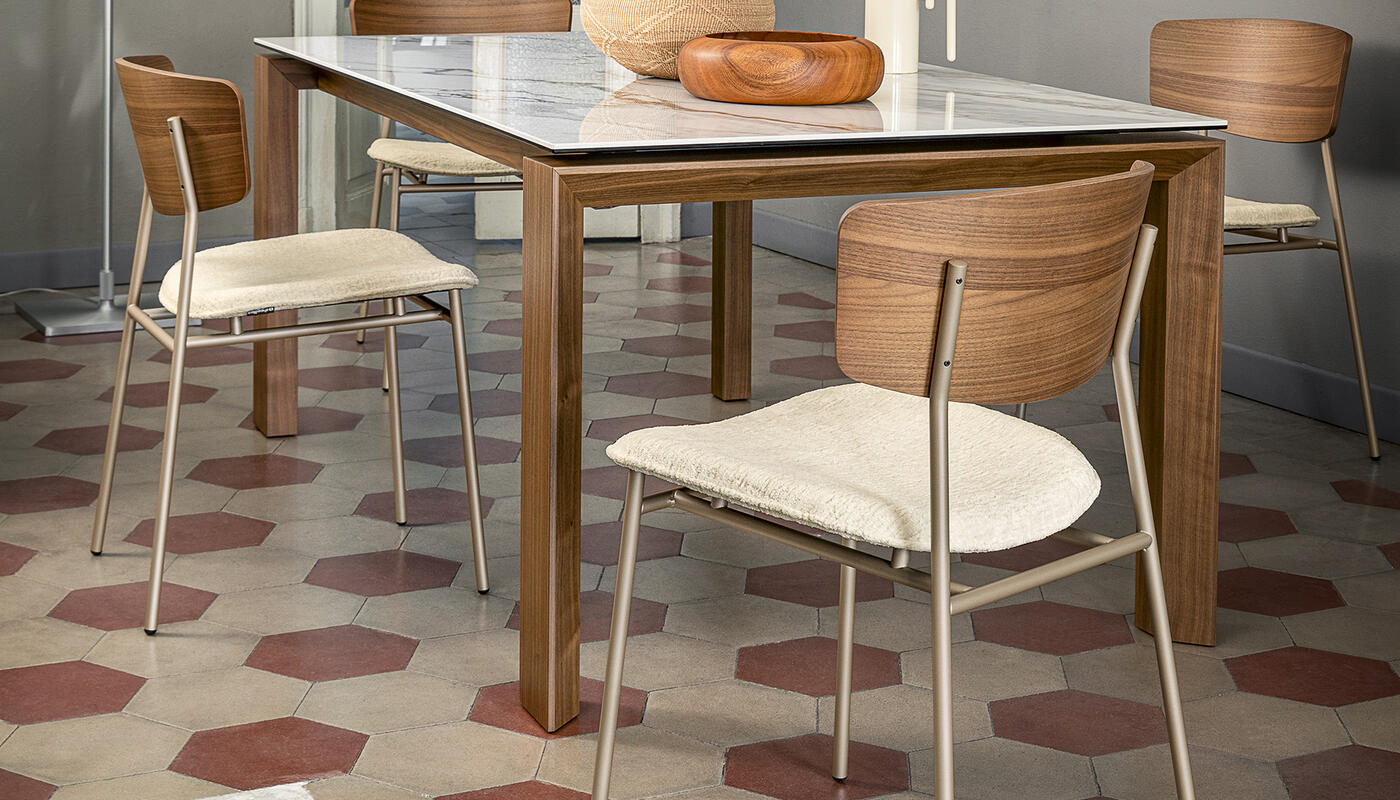 Fifties Fabric/Metal Customizable Upholstered Dining Chair w/Wooden Back