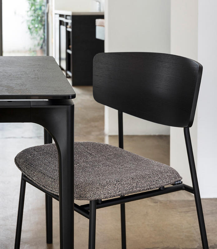 Fifties Fabric/Metal Customizable Upholstered Dining Chair w/Wooden Back