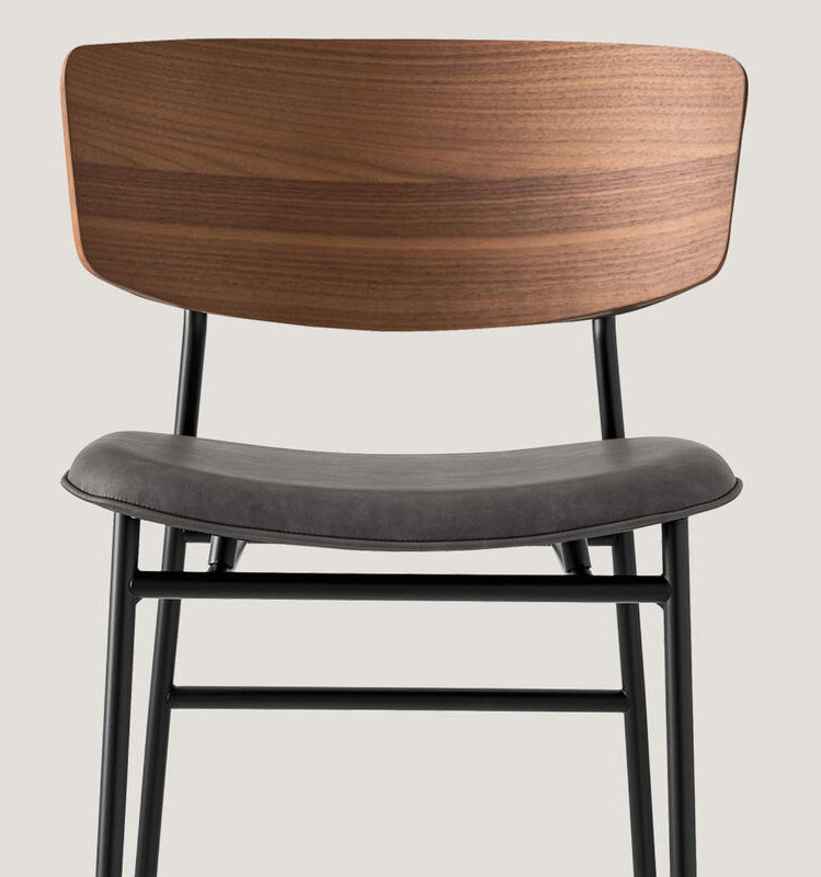 Fifties Fabric/Metal/Wood Customizable Counter Stool w/Wooden Back
