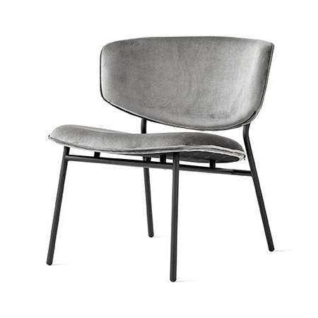 Fifties Fabric/Metal Customizable Upholstered Lounge Chair