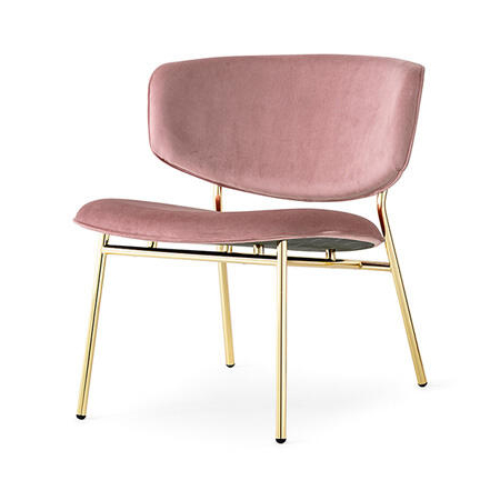 Fifties Fabric/Metal Customizable Upholstered Lounge Chair