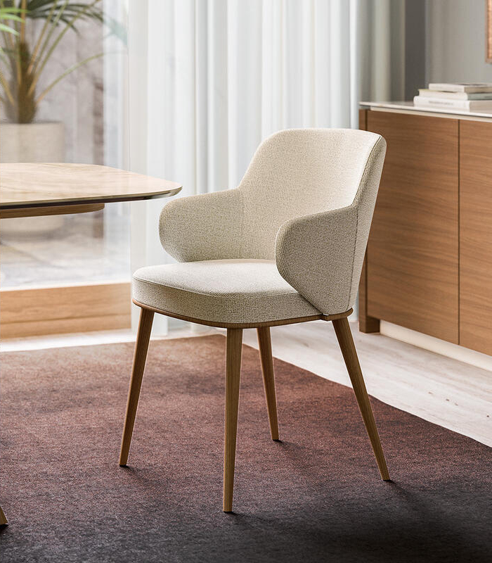 Foyer Fabric/Wood Customizable Upholstered Dining Armchair