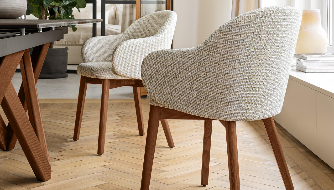 Holly Fab Venice Fabric/Wood Dining Armchair