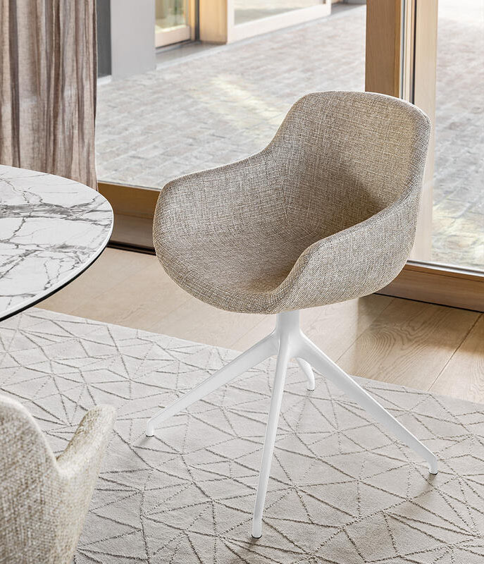 Igloo Fabric/Metal Customizable Dining Armchair w/180° Swivel/Return