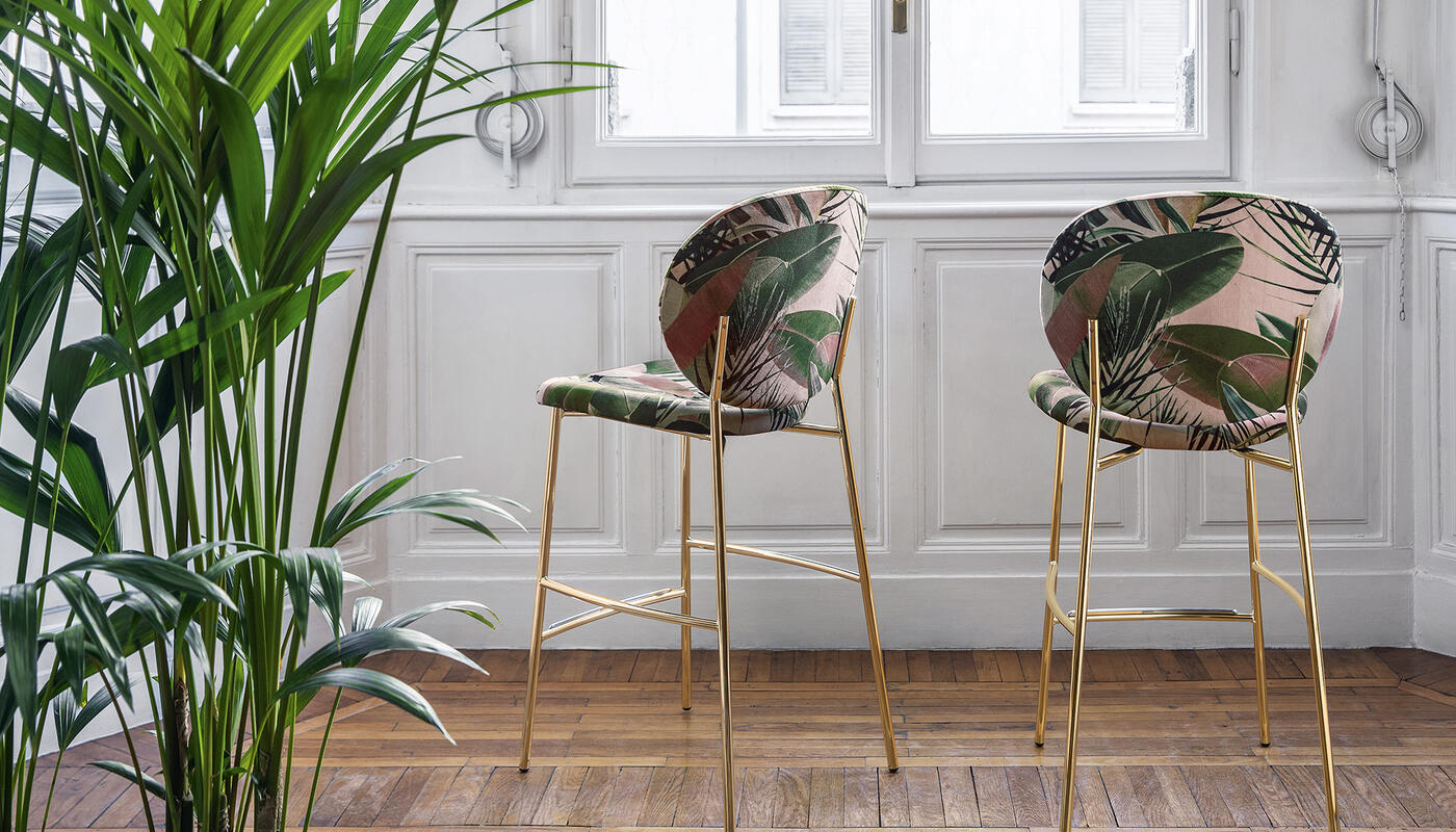 Inès Fabric/Metal Customizable Counter Stool