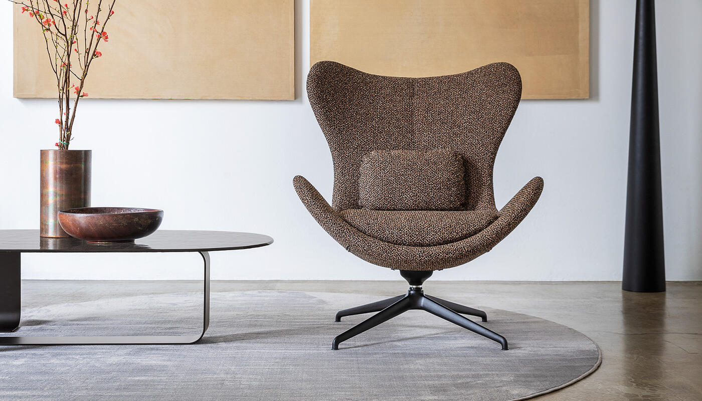 Lazy Fabric/Metal Customizable Upholstered Swivel Lounge Armchair