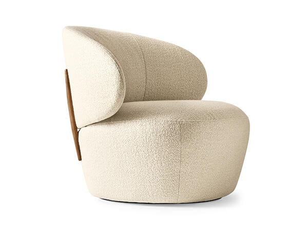 Mara Plush/Wood Armchair w/Swivel Base