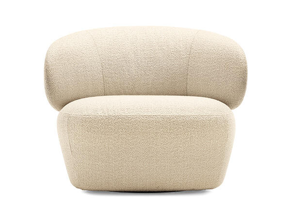 Mara Plush/Wood Armchair w/Swivel Base