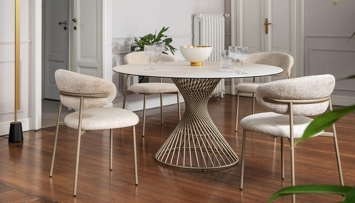 Oleandro Aspen Fabric/Metal Dining Chair