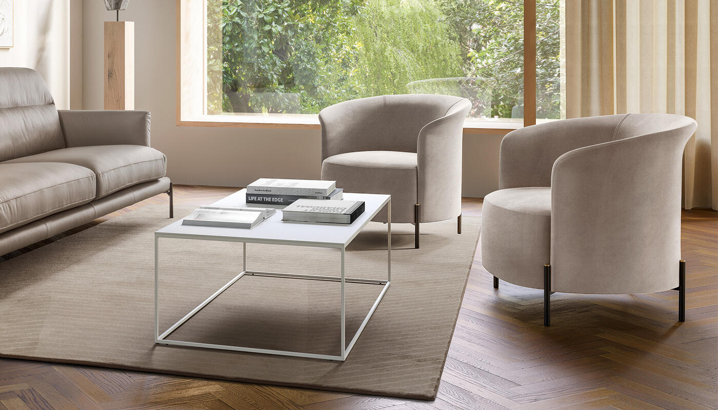 Rendez-Vous Fabric/Metal Customizable Upholstered Lounge Armchair