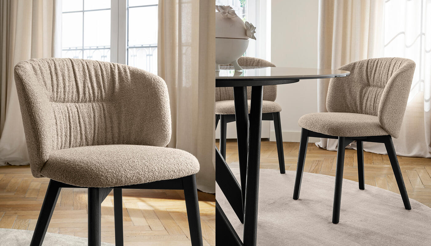 Sweel Paris Fabric/Wood Dining Chair