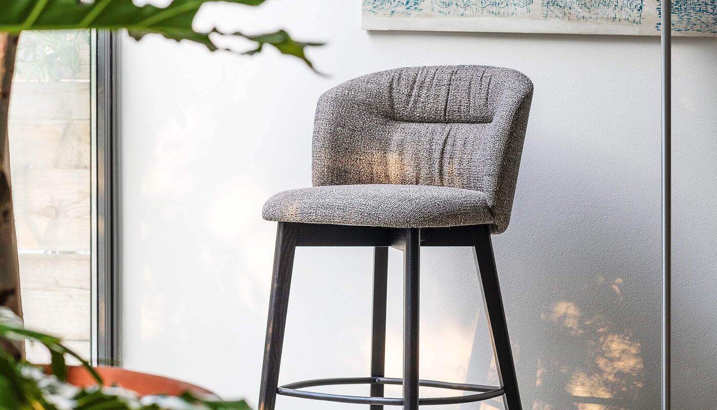 Sweel Fabric/Wood Customizable Counter Stool