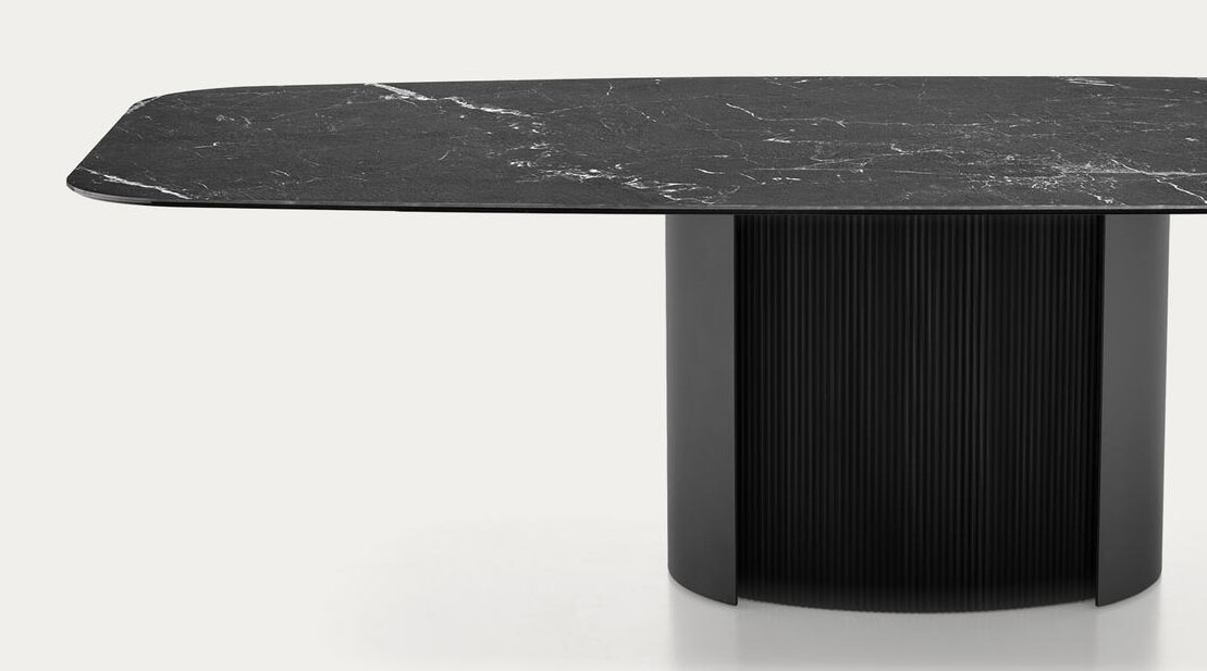 Yoroi W78.7-inch Ceramic/Metal/Wood Customizable Elliptical Dining Table