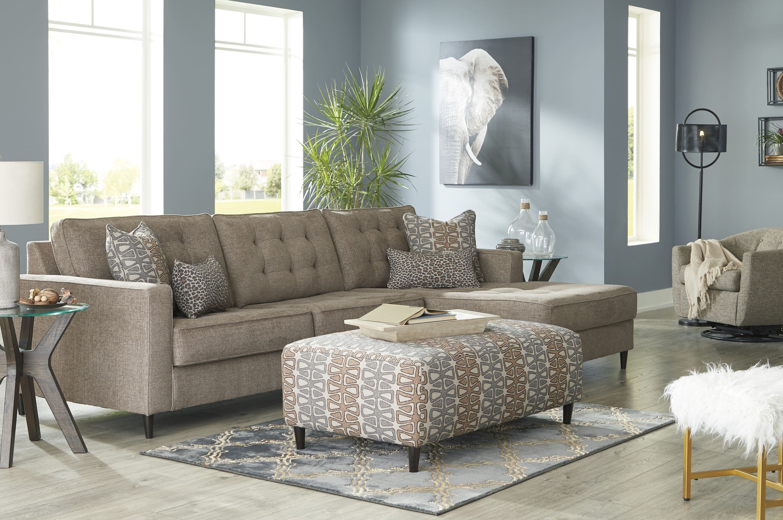 Flintshire Polyester Oversized Accent Ottoman