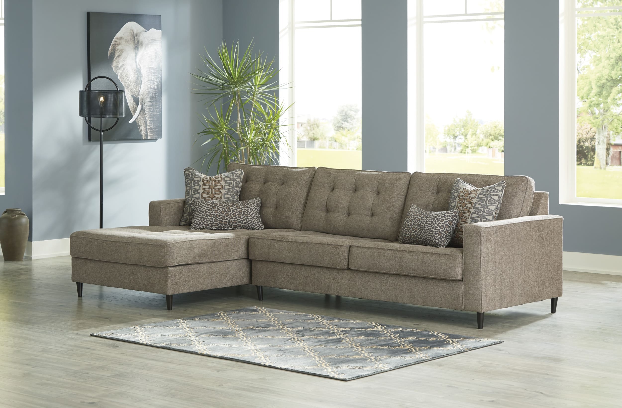 Flintshire 2-Piece Polyester L-Shaped Sectional Sofa w/Left Arm Chaise Facing