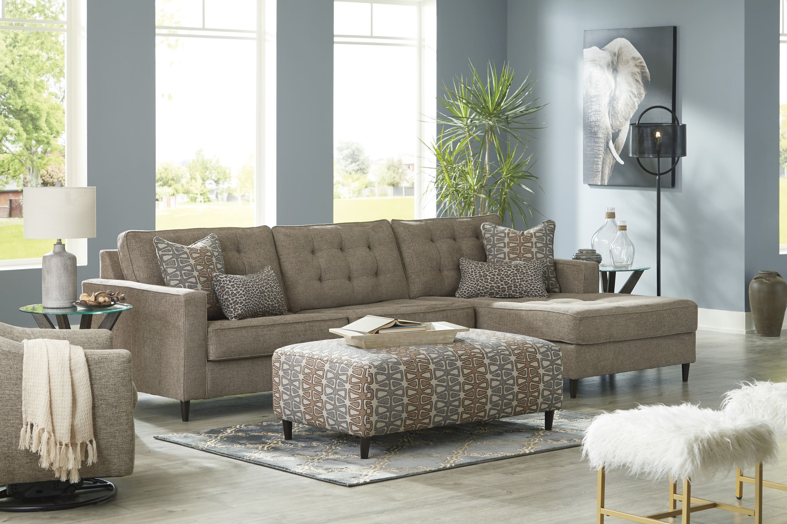 Flintshire Polyester Oversized Accent Ottoman