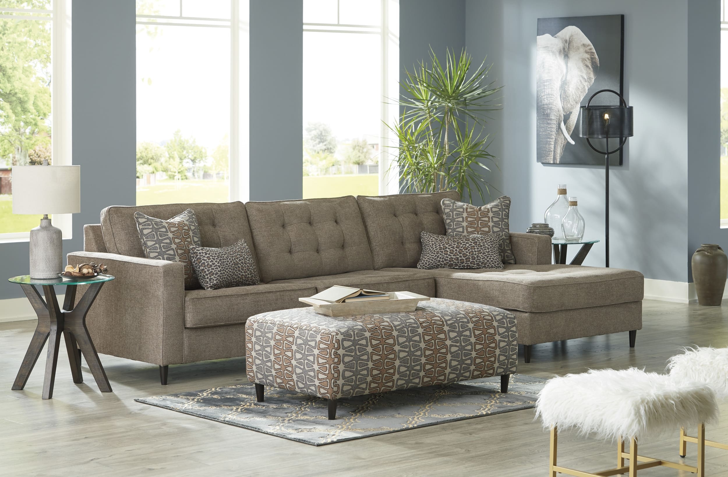 Flintshire Polyester Oversized Accent Ottoman