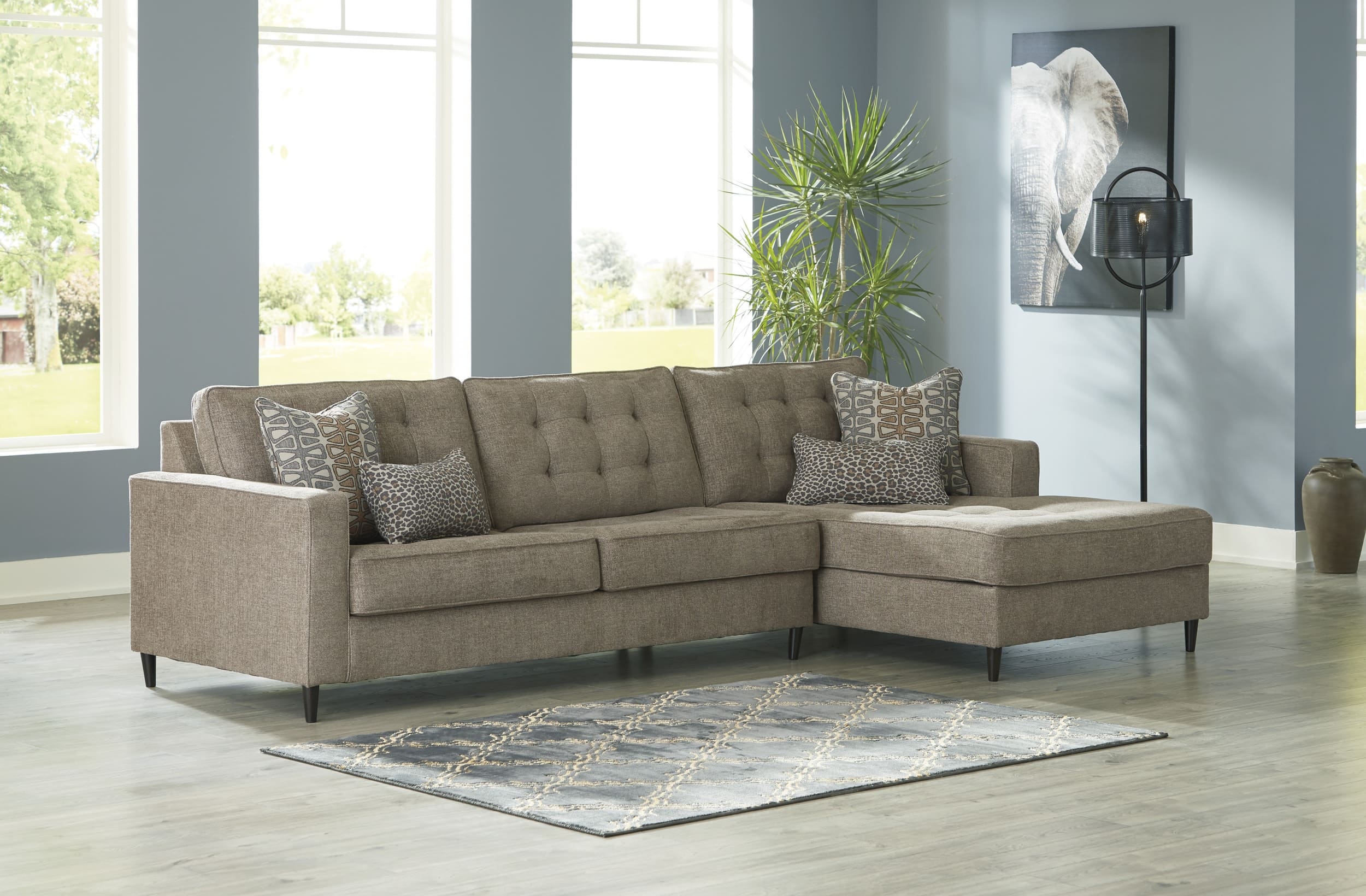 Flintshire 2-Piece Polyester L-Shaped Sectional Sofa w/Right Arm Chaise Facing
