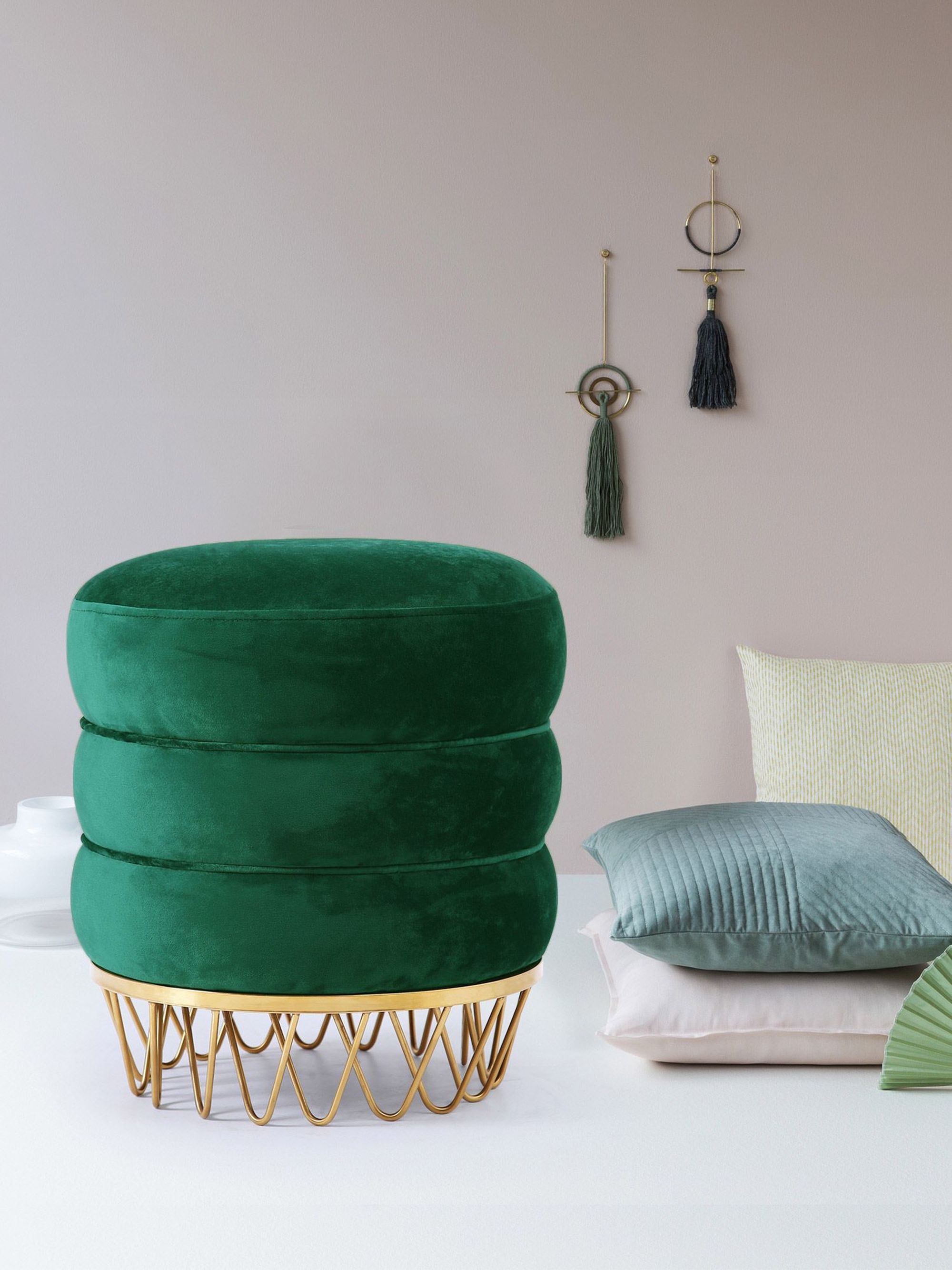 Revolve Velvet Ottoman/Stool