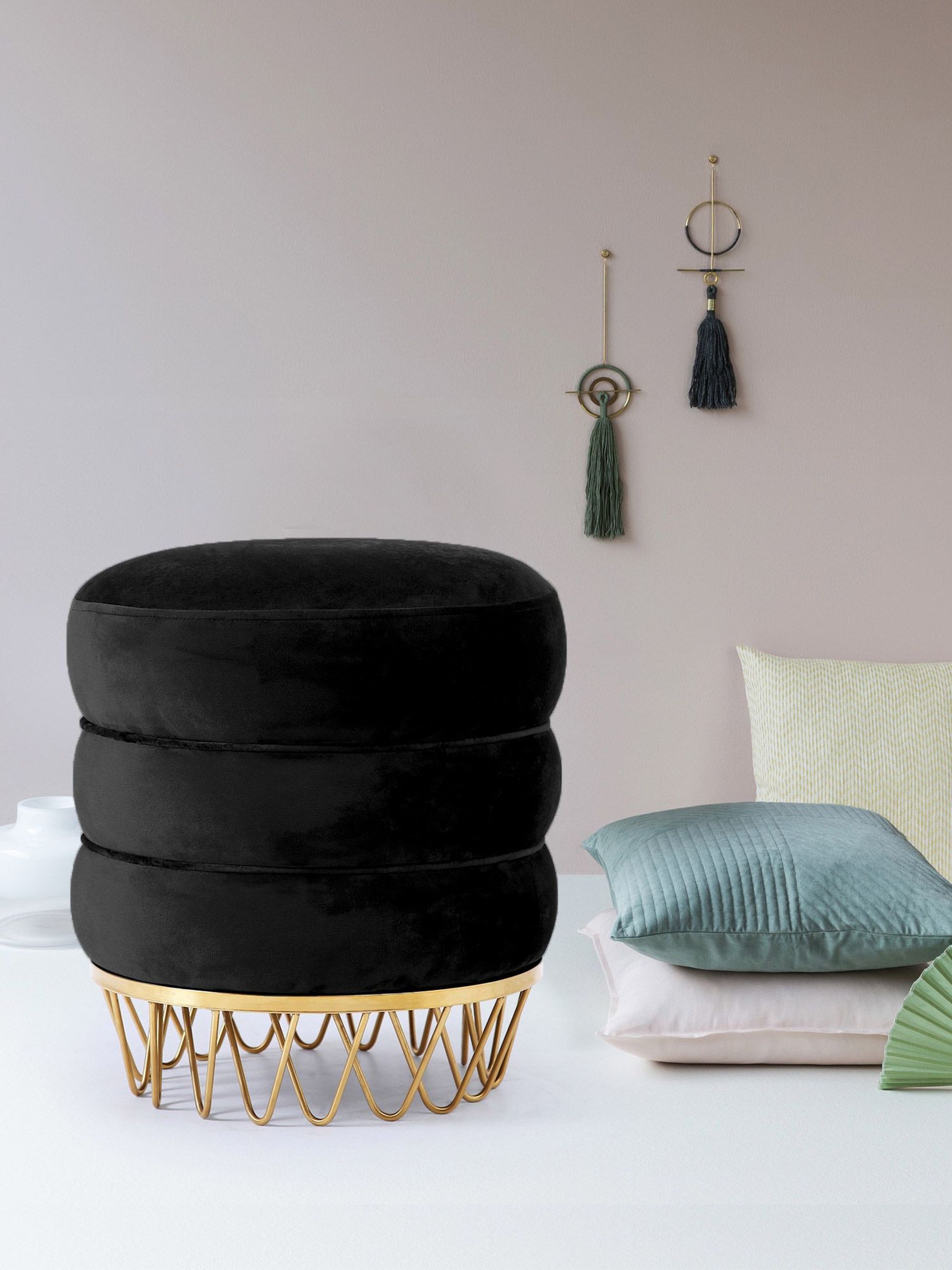Revolve Velvet Ottoman/Stool