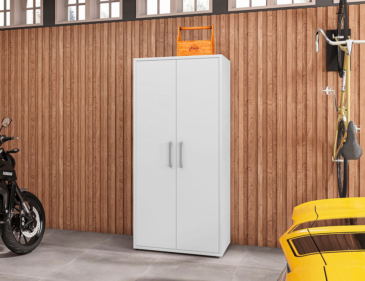 Eiffel 73.43-inch Garage Cabinet w/4 Adjustable Shelves