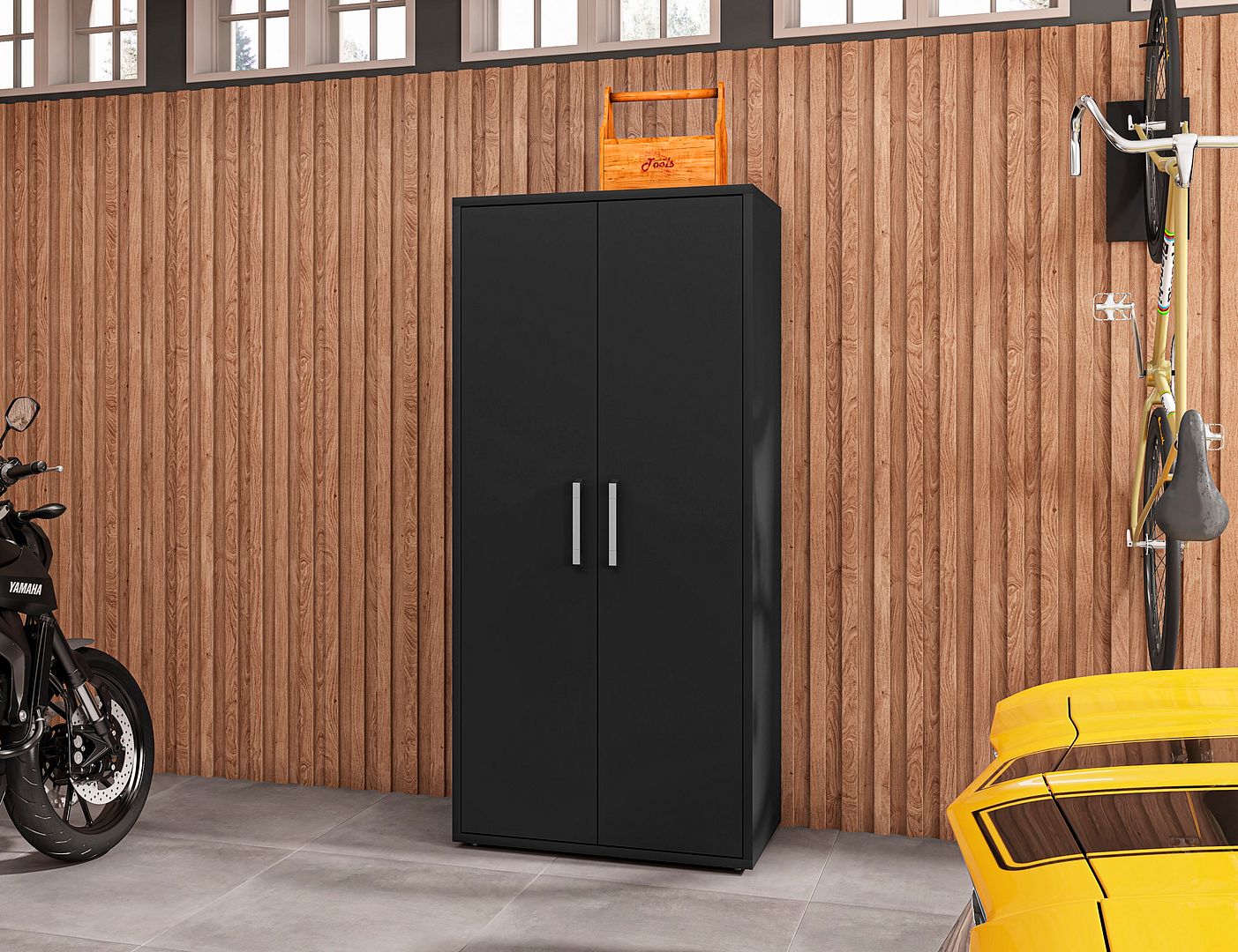 Eiffel 73.43-inch Garage Cabinet w/4 Adjustable Shelves