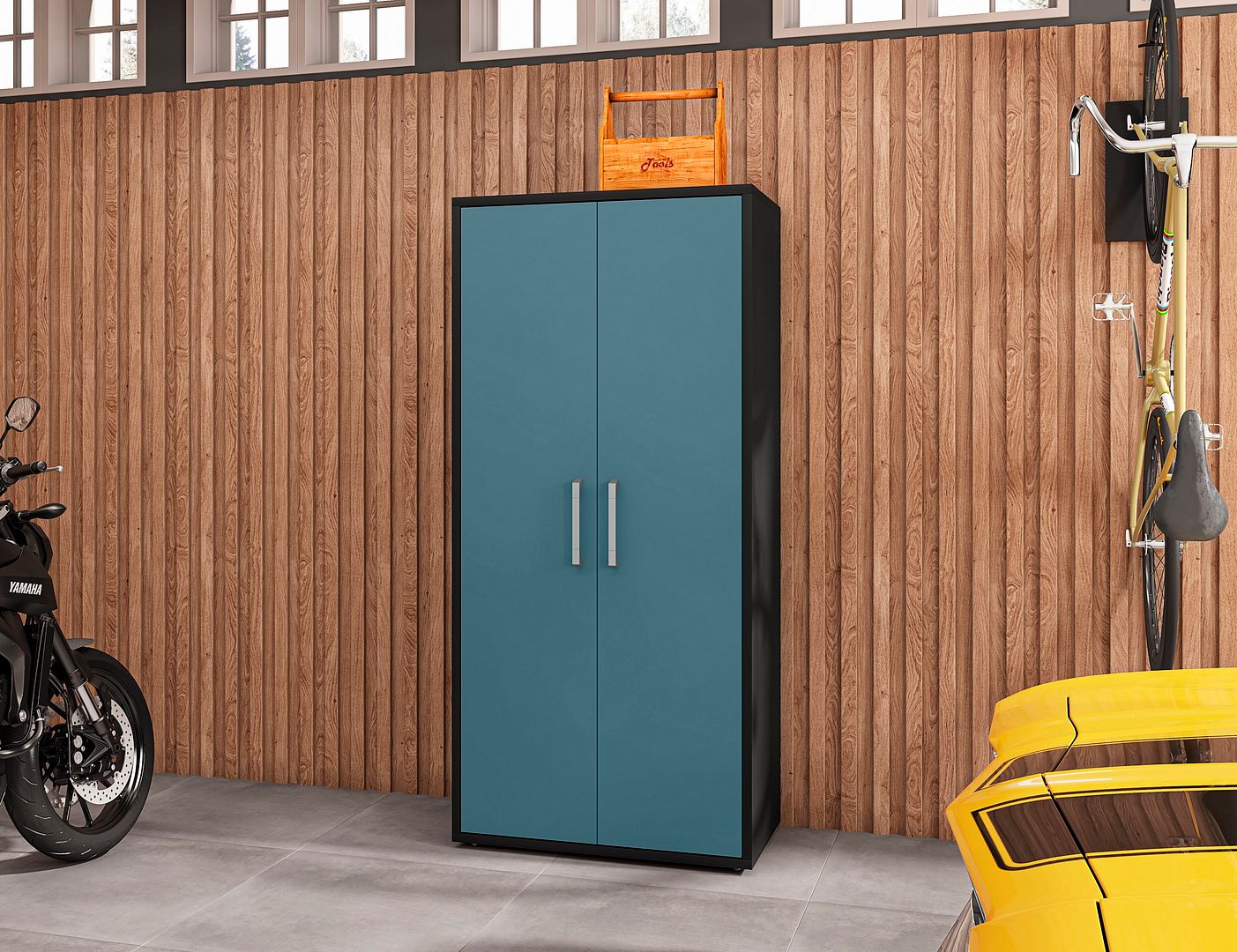 Eiffel 73.43-inch Garage Cabinet w/4 Adjustable Shelves