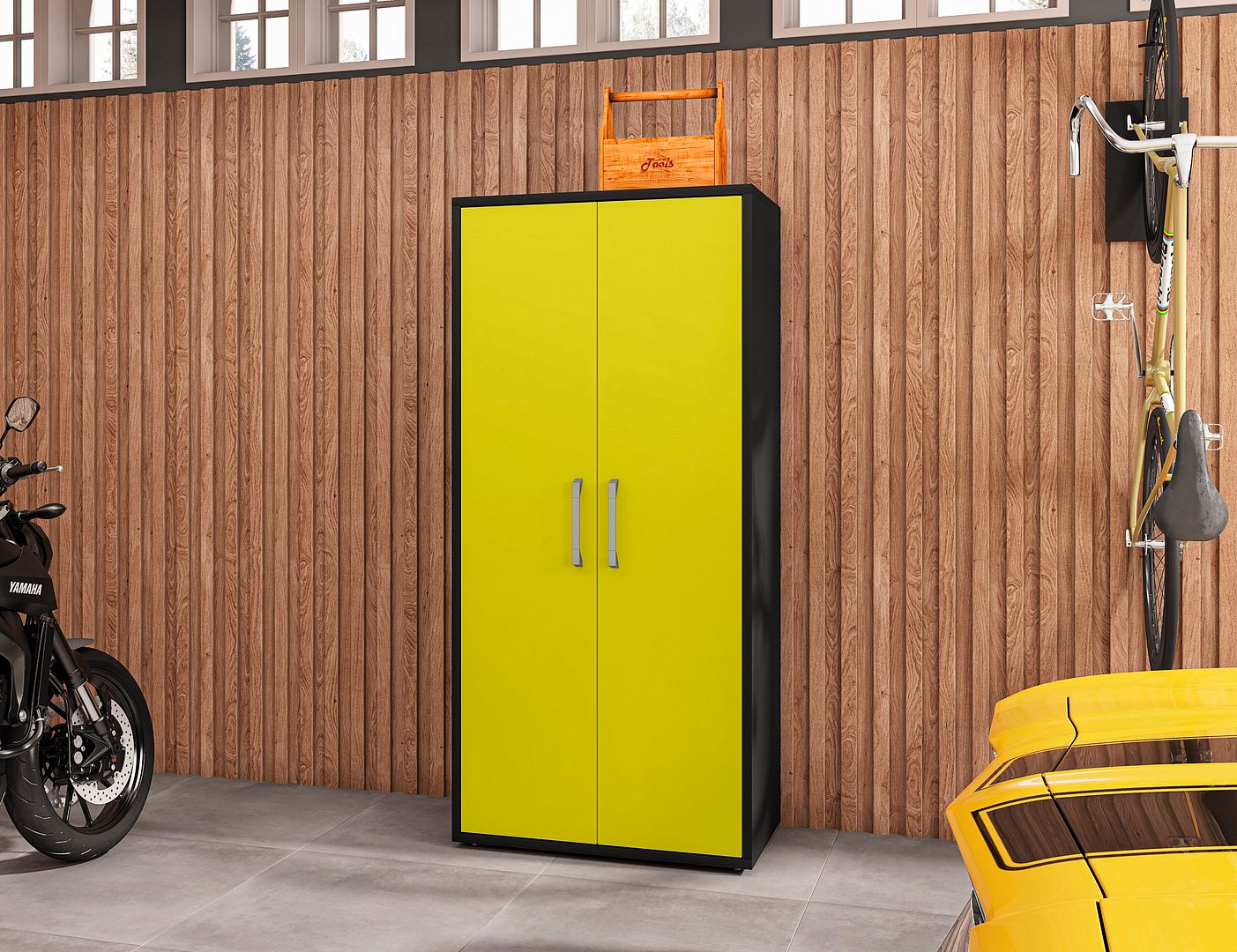Eiffel 73.43-inch Garage Cabinet w/4 Adjustable Shelves