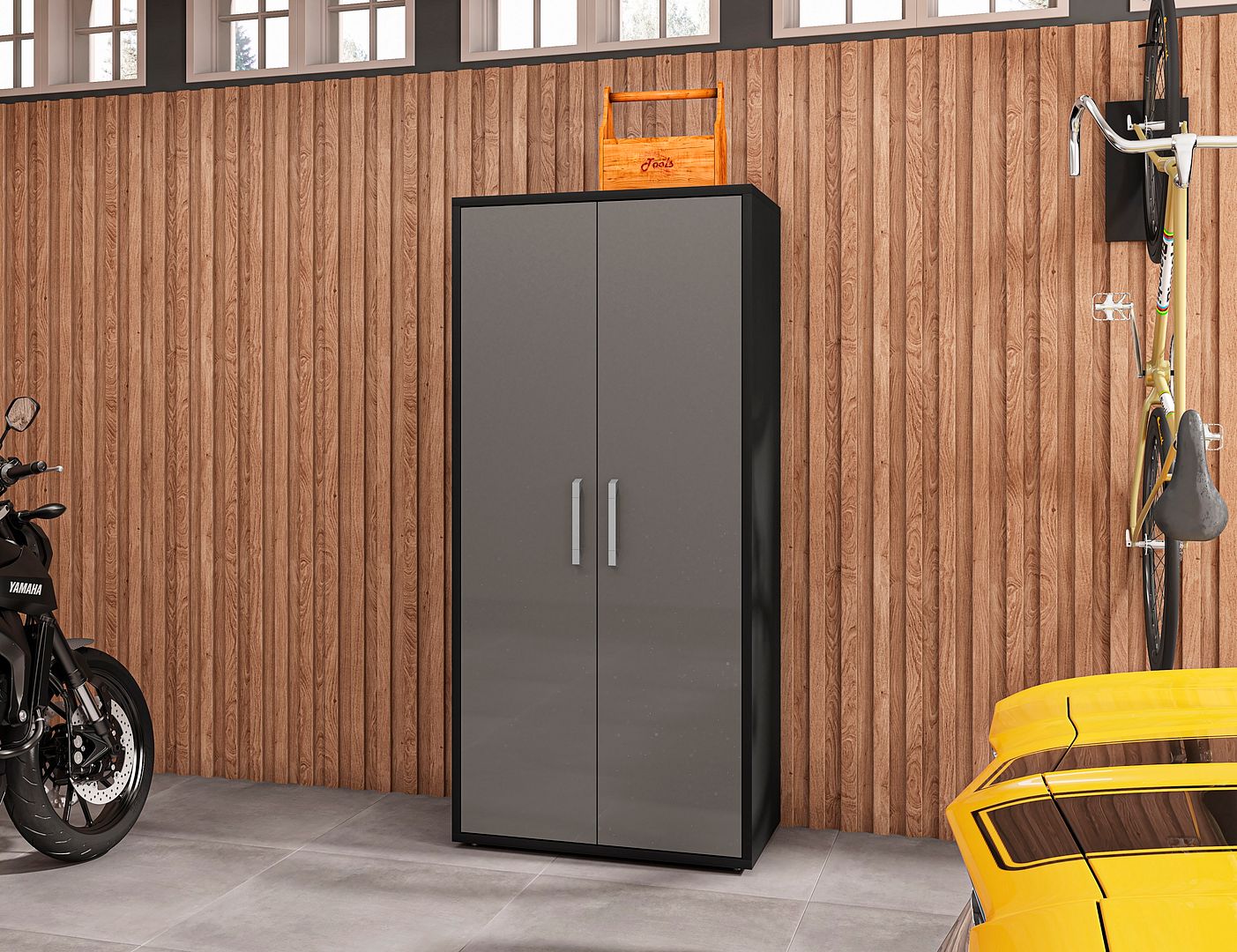 Eiffel 73.43-inch Garage Cabinet w/4 Adjustable Shelves