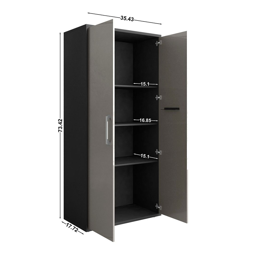 Eiffel 73.43-inch Garage Cabinet w/4 Adjustable Shelves